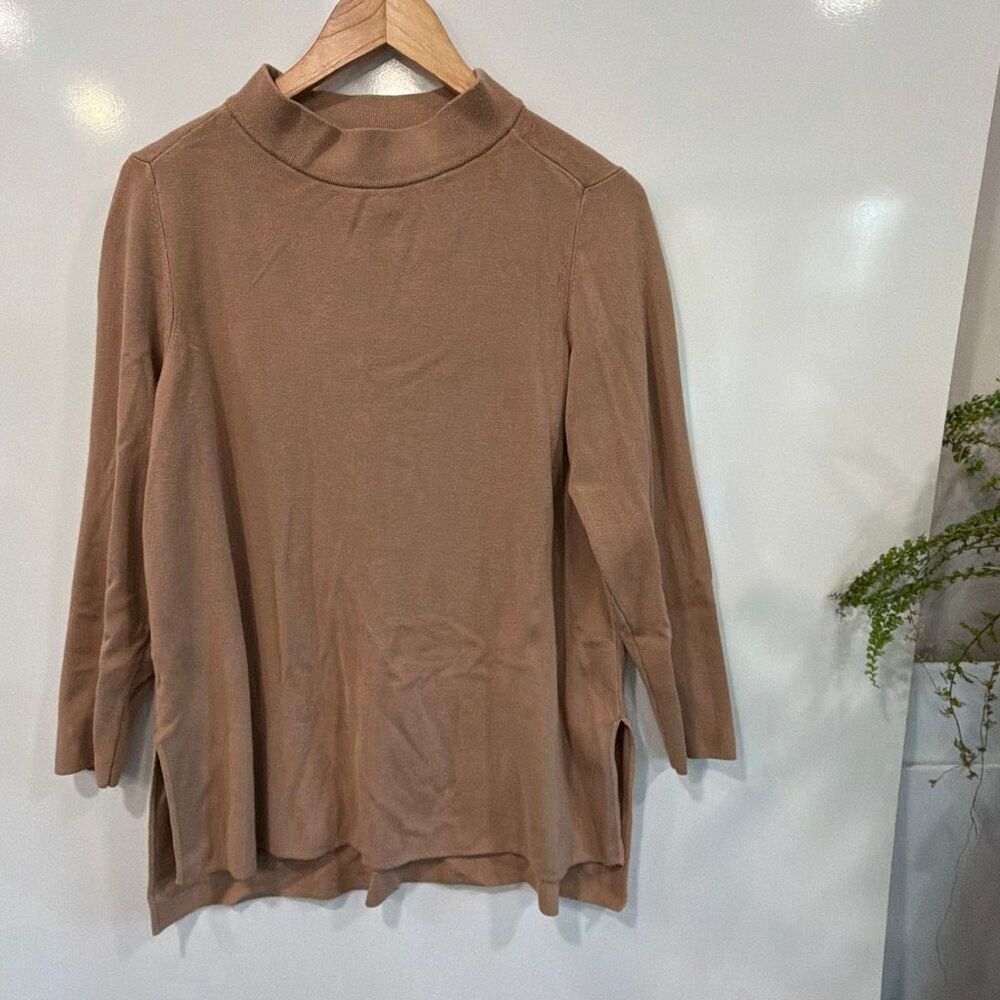 Alfani Mock‎ Neck Sweater Tunic Camel Tan Large